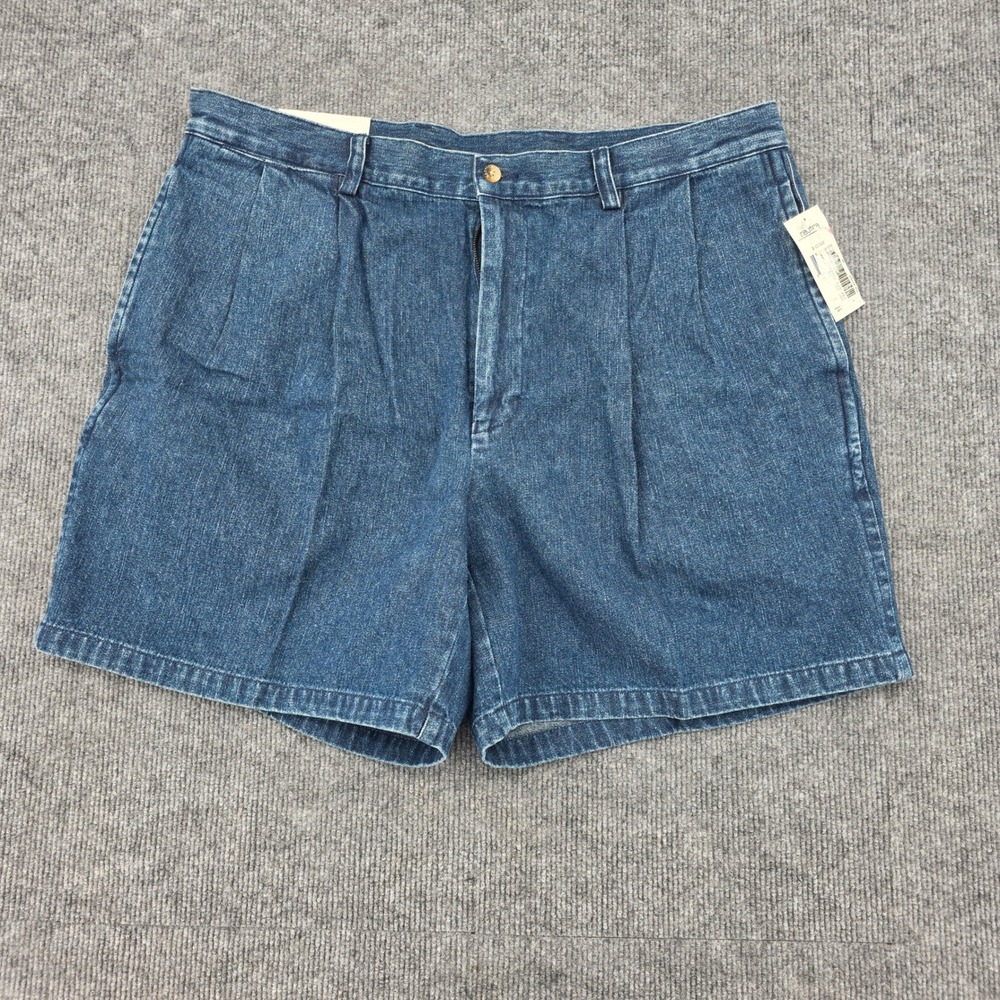 Nautica Mens Pleated Denim Shorts Blue Medium Wash Cotton Size 38 NWT Vintage